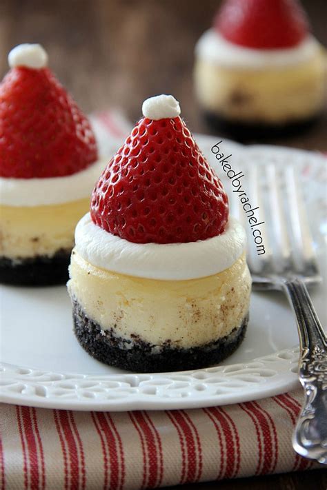 Christmas isn't complete without a christmas pudding, trifle or yule log. Baked by Rachel » Mini Santa Hat Cheesecakes