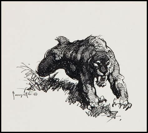 Saber Tooth Tiger Sketch Frank Frazetta Drawings Animal Sketches
