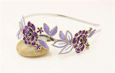 purple and lavender beaded flower lace headband by lovelikestyle purple headbands metal