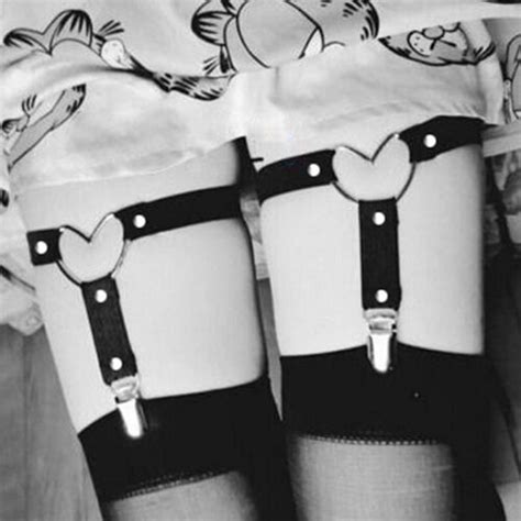 1xpc Elastic Punk Gothic Rivet Ring Thigh Leg Stockings Suspender Garter Belt Uk Ebay