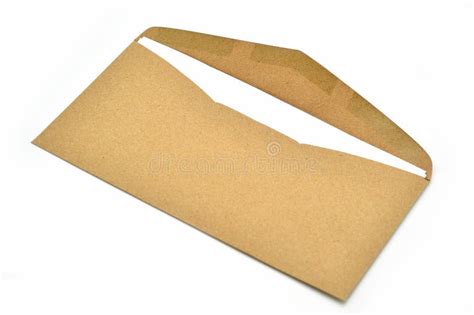 Opened Brown Envelope With Paper Stock Image Image Of Blank Design
