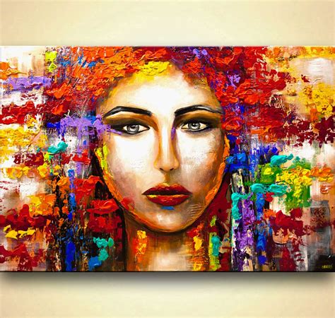 Buy Colorful Woman Portrait Large Textured Abstract Art 9234