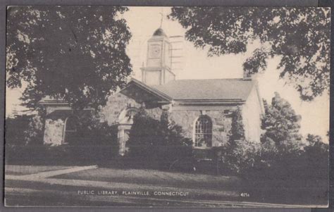 The Public Library At Plainville Ct Postcard 1954