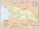 Grande detallado mapa político de Georgia con carreteras, ferrocarriles ...