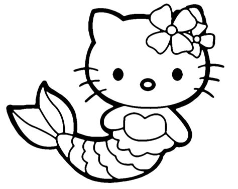 Hello Kitty Mermaid Cute Coloring Page Free Printable Coloring Pages