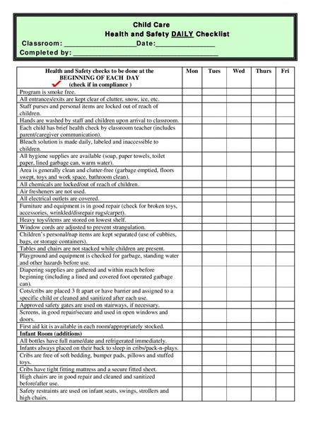 25 Food Safety Checklist Template Information