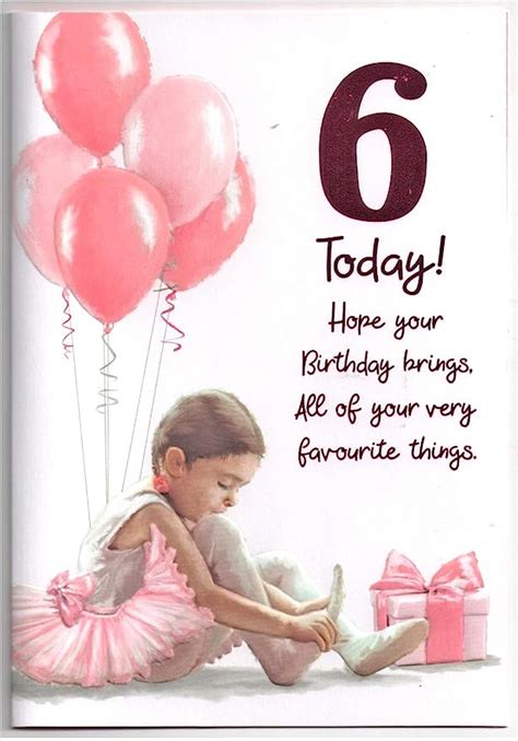 Birthday Card For Six 6 Year Old Girl Free 1st Class Post Uk Uk Office Products