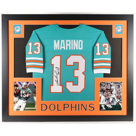 Dan Marino Signed Custom Framed Jersey Display Inscribed Hof 05 Jsa
