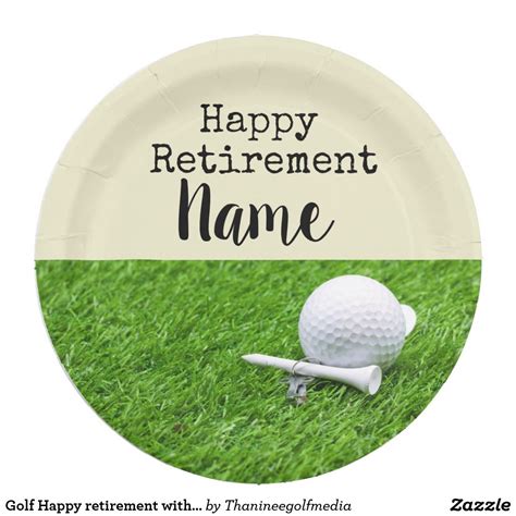 Golf Happy Retirement With Golf Ball And Tee Napki Paper Plate Zazzle