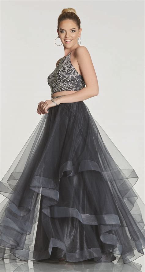 Two Piece Prom Dress With Layered Tulle Skirt At Ball Gown Heaven