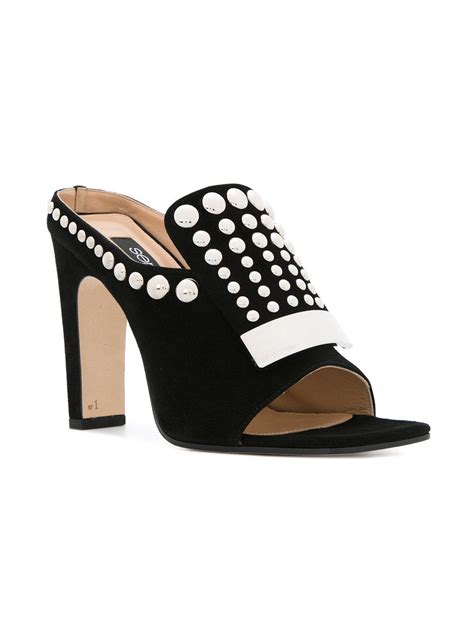 Lyst Sergio Rossi Studded Sandals In Black