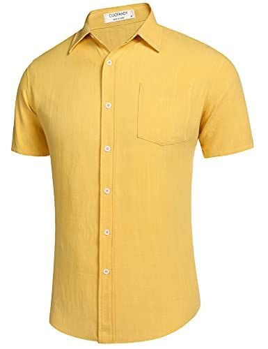 COOFANDY Mens Shirt Casual Linen Button Down Business Chambray Novelty