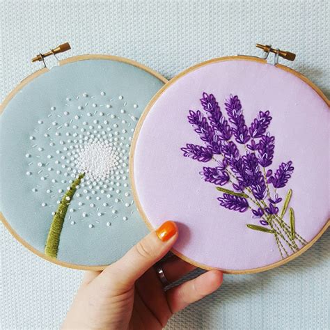 Lavender Embroidery Kit Floral Embroidery Set Wildflowers Embroidery