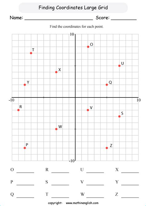 Identifying Points On A Coordinate Plane Worksheets