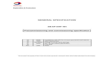 GS EP EXP 101 Pre & COmmissioning Specification - [Download PDF]
