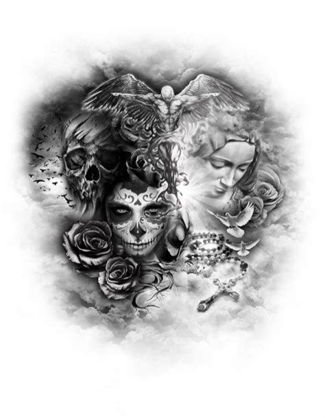 Good V Evil Back Tattoos Skull Tattoos Leg Tattoos Body Art Tattoos
