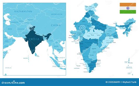 India Highly Detailed Editable Political Map With Labeling Cartoon