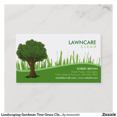 Landscaping Gardener Tree Grass Clean Nature Business Card Zazzle