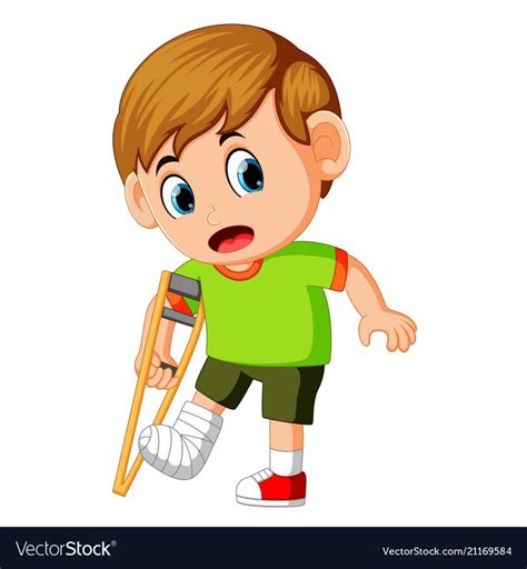 Boy With Broken Leg Vector Image On การศึกษาปฐมวัย การศึกษา อนุบาล