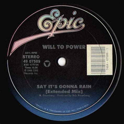 Will To Power Say Its Gonna Rain Vinyl At Discogs