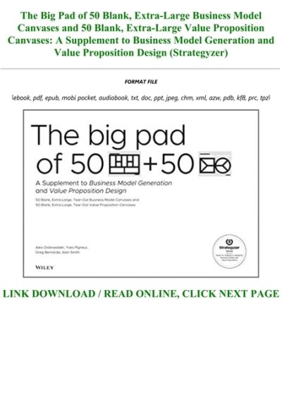 E Book Download The Big Pad Of Blank Extra Large Business Model Canvases And Blank