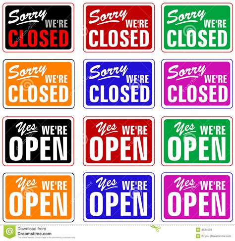 Open And Closed Signs Stock Vector Illustration Of