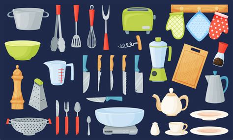 Cartoon Kitchen Utensils And Tools Cooking Equipment Kitchenware