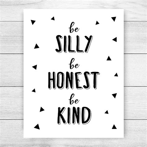 Be Silly Be Honest Be Kind Printable Art Nursery Decor Kids Etsy