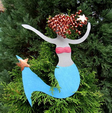 Mermaid Christmas Tree Topper Recycled Metal Tree Ornament Etsy