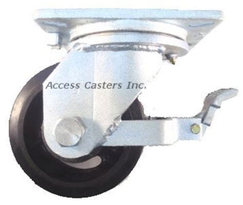 1075rsb 10 Swivel Heavy Duty Rubber On Cast Iron Wheel With Brake