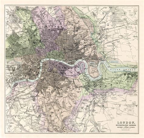 Antique London City Map Print 21 X 21 3500 Via Etsy Old Maps