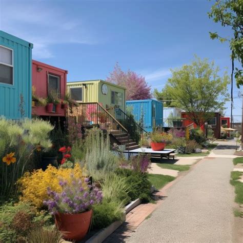 A Row Of Colorful Shipping Containers Sitting On The Side Of A Road