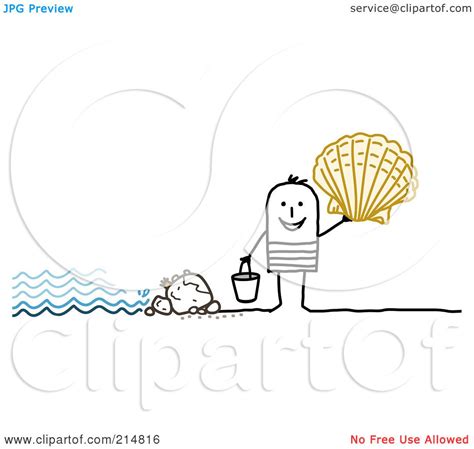 Royalty Free Rf Clipart Illustration Of A Stick Man Shell Collecting