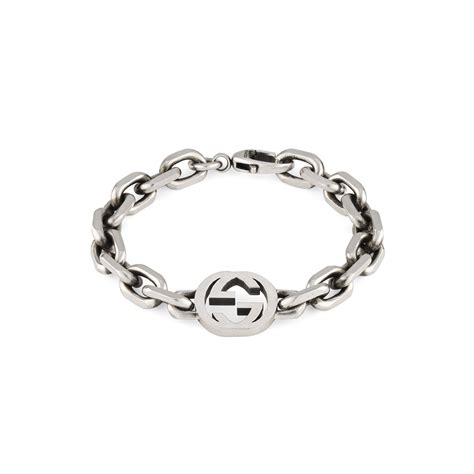 Gucci Interlocking G Sterling Silver Chain Bracelet Yba627068001 Size M