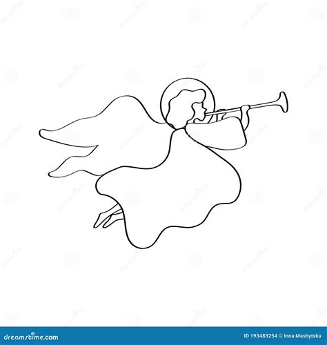 Angel With Trumpet Vector Illustration 40040648