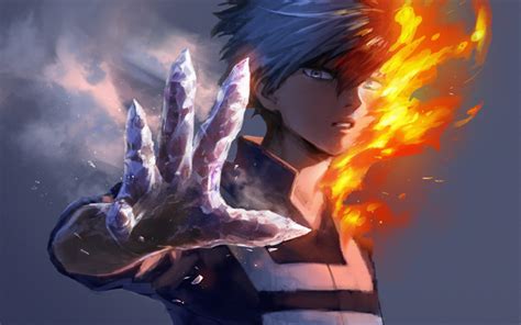 Download Wallpapers Shouto Todoroki 4k Fire My Hero Academia