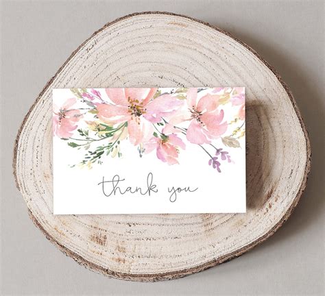 Baby In Bloom Thank You Card Pink Flowers Baby Shower Thank Etsy