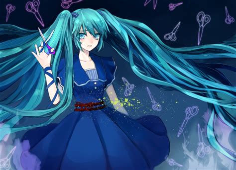 Aqua Hair Dress Hatsune Miku Twintails Vocaloid Anime Wallpapers