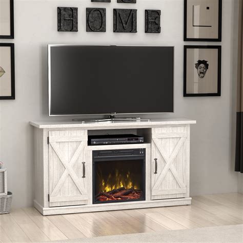 No need to haul wood or clean ashes. White TV Stand for TVs up to 55" w/ Electric Fireplace ...
