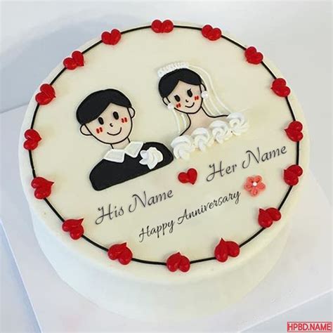 Happy Wedding Anniversary Cake With His Her Name