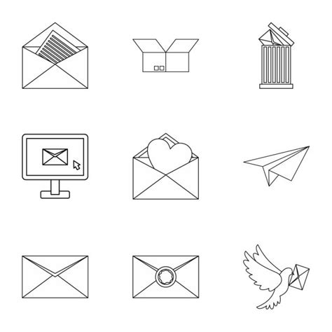 E Mail Vector Art Png E Mail Icons Set Outline Style Style Icons