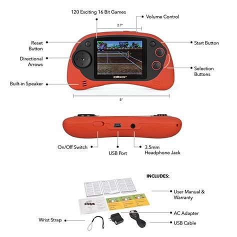 Im Game Gp120 Game Console With 120 16 Bit Built In Games Red