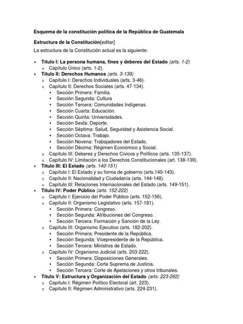 Esquema De La Constitución Política De La República De Guatemala