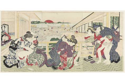 Erotica Giapponese Shunga Le Coppie Damore In Veranda Kunisada Utagawa C1840 Ebay