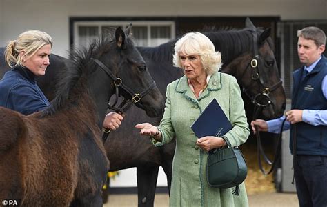 Camilla Looks Bemused As She Feeds Horses During A Visit To The