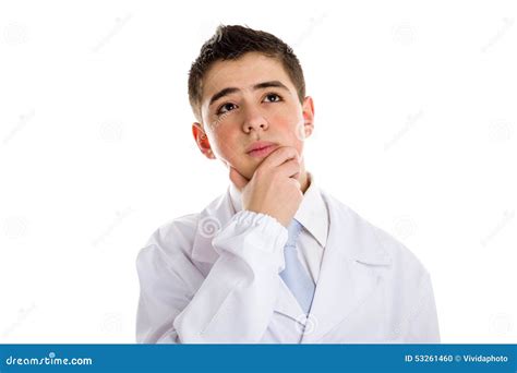 Boy Doctor Holding His Chin Stock Photo Image Of Skin Child 53261460