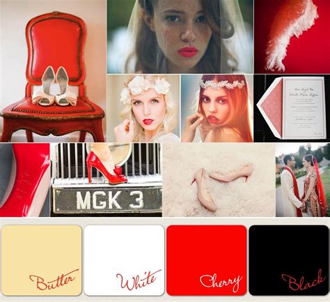 Wedding Color Palettes 2012 Red Black White Ivory