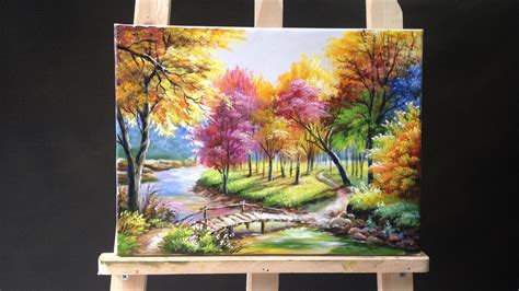 Painting A Autumn Forest Lanscape With Acrylics Youtube