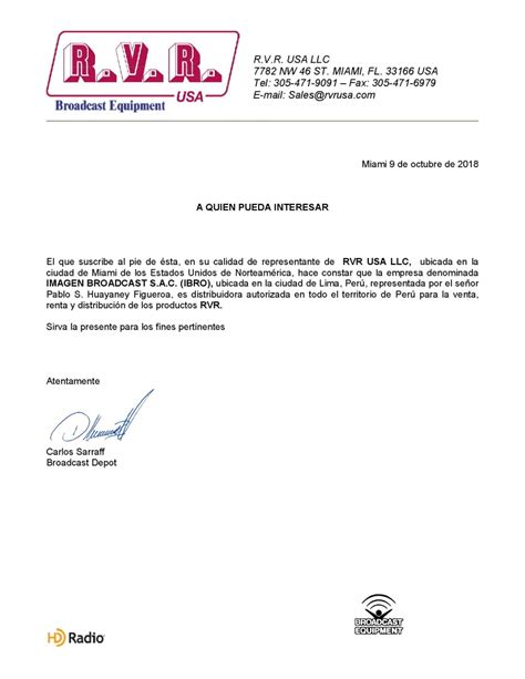 Carta De Representacion