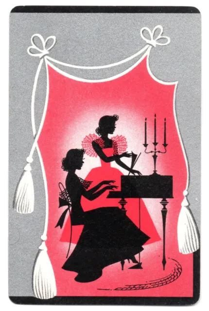 Vintage Silhouette Lady Art Deco Playing Card 1 Swap Card Singles 227
